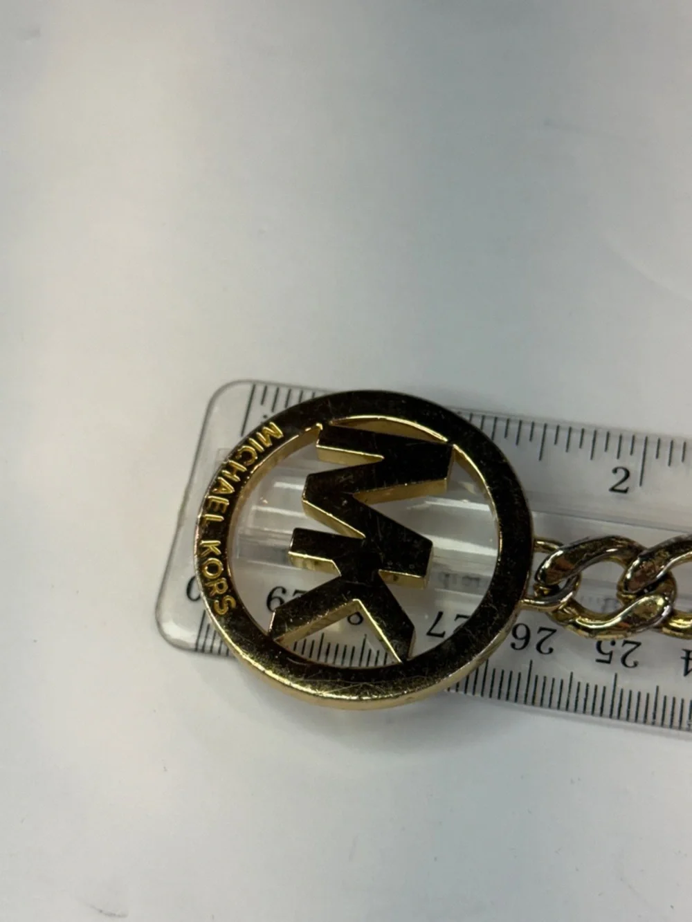 Michael Kors Gold MK Logo Keychain Heavy Chain Bag Charm Luxe - Picture 7 of 16